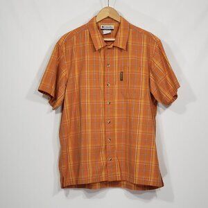 Columbia  Orange Plaid Cotton Shirt  Size Large